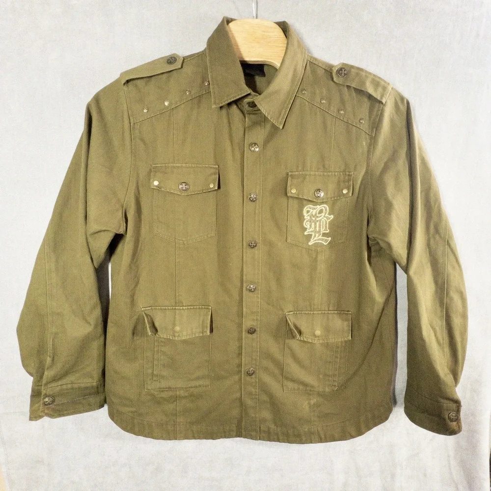 Blac Label Embroidered Military Style Field Jacket Mens XL Streetwear Y2k